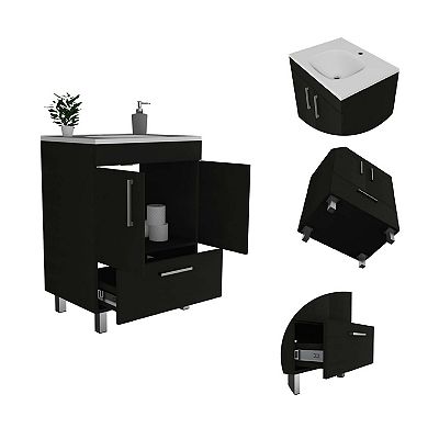 Othello Single Bathroom Vanity, Double Door Cabinet, One Drawer