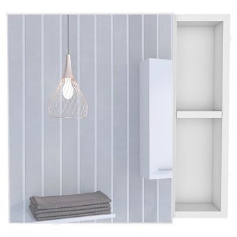 Minsk Medicine Cabinet, Mirror, Two External Shelves, Single Door Cabinet, Three Interior Shelves