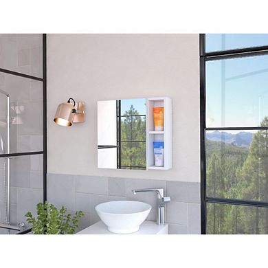 Minsk Medicine Cabinet, Mirror, Two External Shelves, Single Door Cabinet, Three Interior Shelves