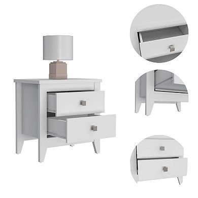 Breeze Four-Legged Modern Bedroom Nightstand, with Two Drawers