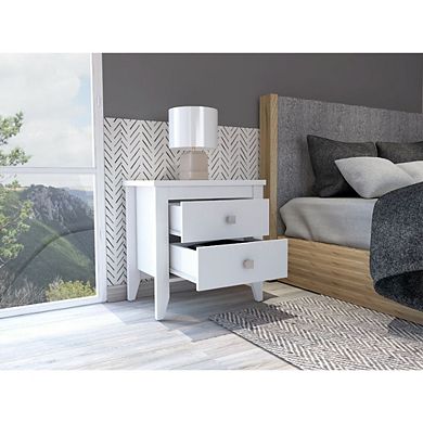 Breeze Four-Legged Modern Bedroom Nightstand, with Two Drawers