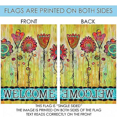 Flower 'Welcome' Outdoor House Flag 40" x 28"
