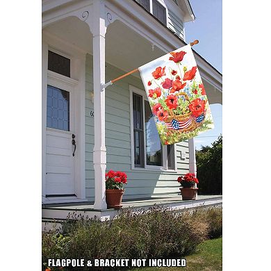 Patriotic Poppies Rectangular Outdoor House Flag 40" x 28"
