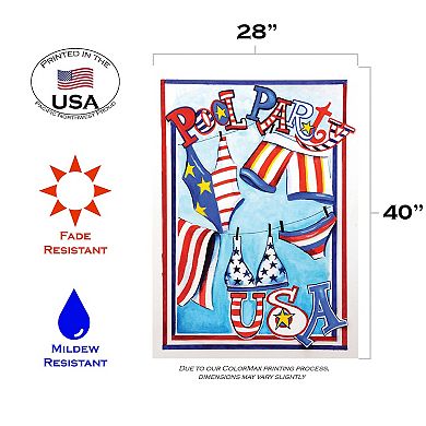 Patriotic Pool Party Outdoor House Flag 40" x 28"