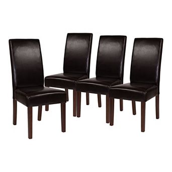 Merrick Lane Ellison Mid-Century Panel Back Parsons Accent Dining Chair - Set of 4