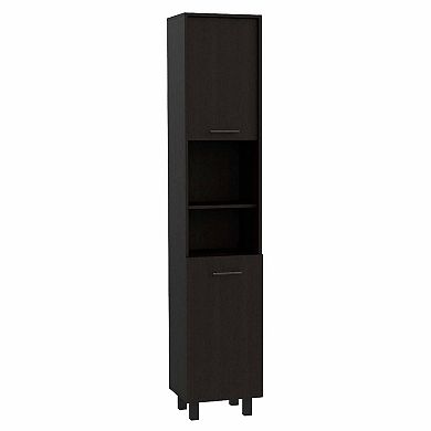 Sheffield 2-Door Pantry Cabinet, with Two 2-Cabinet Spaces and Two Open Shelves