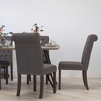 Merrick Lane Falmouth Upholstered Parsons Chair with Nailhead Trim - Set of 6