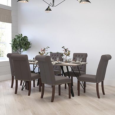 Merrick Lane Falmouth Upholstered Parsons Chair with Nailhead Trim - Set of 6