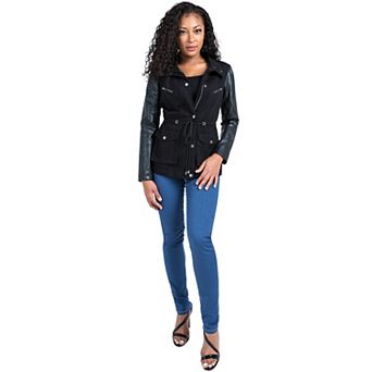 Curvy Women's Vegan Leather Long Sleeve Anorak Jacket