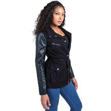 Curvy Women's Vegan Leather Long Sleeve Anorak Jacket