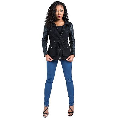 Curvy Women's Vegan Leather Long Sleeve Anorak Jacket