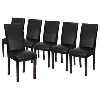 Merrick Lane Vallia Series Set of 6 Panel Back Parson's Chairs for Kitchen, Dining Room and More