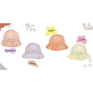 Infant Girl's Bucket Hat, Baby Dream Cotton Print Soft Pastel Color Cotton Hat, 0-18 Months