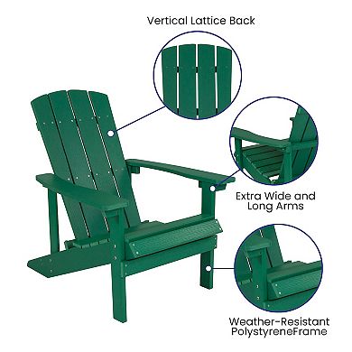 Merrick Lane Set of 2 Riviera All-Weather Adirondack Patio Chairs with Matching Side Table