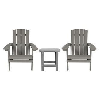 Merrick Lane Set of 2 Riviera All-Weather Adirondack Patio Chairs with Matching Side Table