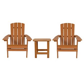 Merrick Lane Set of 2 Riviera All-Weather Adirondack Patio Chairs with Matching Side Table