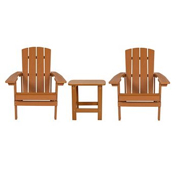 Merrick Lane Set of 2 Riviera All-Weather Adirondack Patio Chairs with Matching Side Table