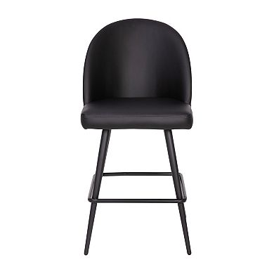 Merrick Lane Teague Set of 2 Modern Armless Counter Stools with Contoured Backs, Steel Frames, and Integrated Footrests