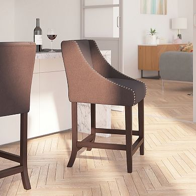Merrick Lane Taylorsville 24 Inch Counter Height Stool with Nailhead Trim - Set of 2
