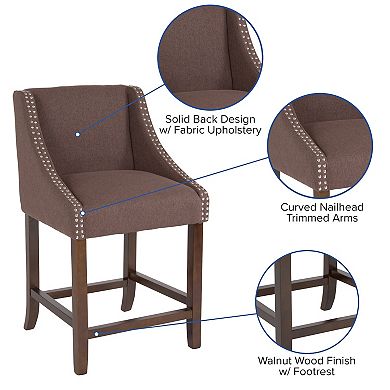 Merrick Lane Taylorsville 24 Inch Counter Height Stool with Nailhead Trim - Set of 2