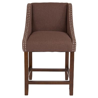 Merrick Lane Taylorsville 24 Inch Counter Height Stool with Nailhead Trim - Set of 2