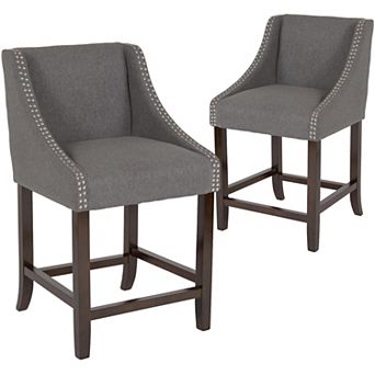 Merrick Lane Taylorsville 24 Inch Counter Height Stool with Nailhead Trim - Set of 2