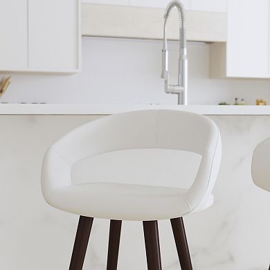 Merrick Lane Plath Wood Ultramodern Bar Counter Stool With Upholstered Seat