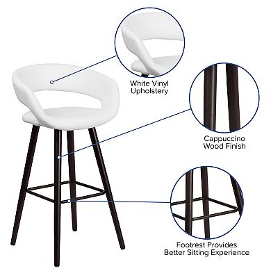 Merrick Lane Plath Wood Ultramodern Bar Counter Stool With Upholstered Seat