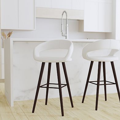 Merrick Lane Plath Wood Ultramodern Bar Counter Stool With Upholstered Seat