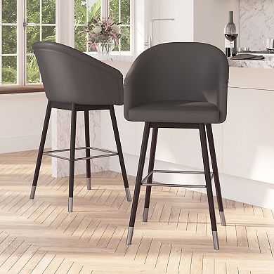 Merrick Lane Temperance Modern Wood Frame Stool with Metallic Accents
