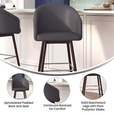 Merrick Lane Temperance Modern Wood Frame Stool with Metallic Accents