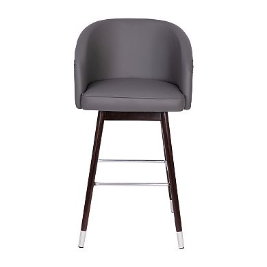 Merrick Lane Temperance Modern Wood Frame Stool with Metallic Accents