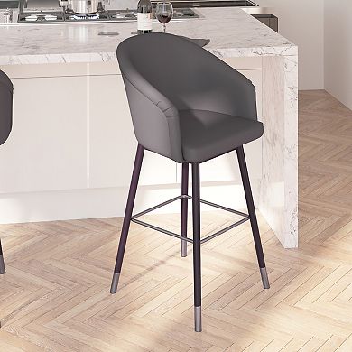 Merrick Lane Temperance Modern Wood Frame Stool with Metallic Accents