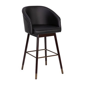 Merrick Lane Temperance Modern Wood Frame Stool with Metallic Accents