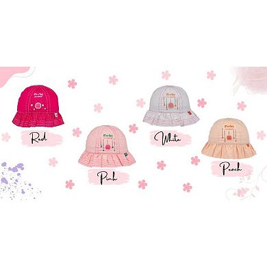 Infant Bucket Hat, It's A Girl Cranberry Cotton Printed Babies Hat, Infant Pink Hat, 0-18 Months