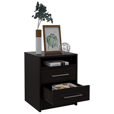 Philadelphia Nightstand, Two Drawers, Concealed Shelf