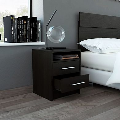 Philadelphia Nightstand, Two Drawers, Concealed Shelf