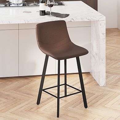 Merrick Lane 2PK Upholstered Stools with Iron Frames
