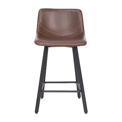 Merrick Lane 2PK Upholstered Stools with Iron Frames