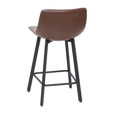 Merrick Lane 2PK Upholstered Stools with Iron Frames