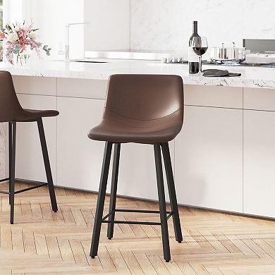 Merrick Lane 2PK Upholstered Stools with Iron Frames