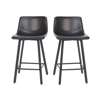Merrick Lane 2 pk Upholstered Stools with Iron Frames