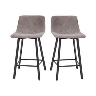 Merrick Lane 2 pk Upholstered Stools with Iron Frames