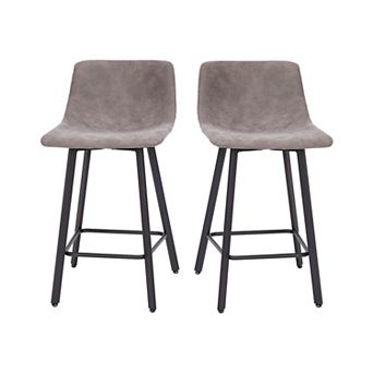 Merrick Lane 2 pk Upholstered Stools with Iron Frames