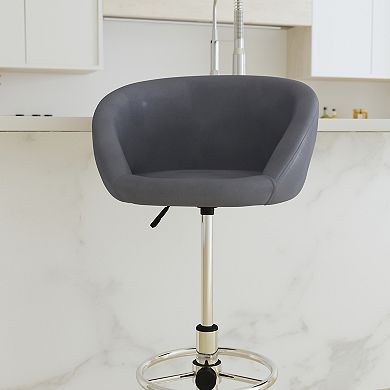 Merrick Lane Valencia Bucket Seat Bar and Dining Stool Modern Stool with 360 Swivel, Adjustable Height and Metal Footrest