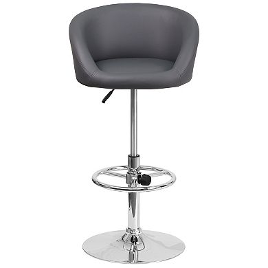 Merrick Lane Valencia Bucket Seat Bar and Dining Stool Modern Stool with 360 Swivel, Adjustable Height and Metal Footrest