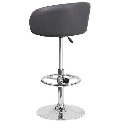 Merrick Lane Valencia Bucket Seat Bar and Dining Stool Modern Stool with 360 Swivel, Adjustable Height and Metal Footrest