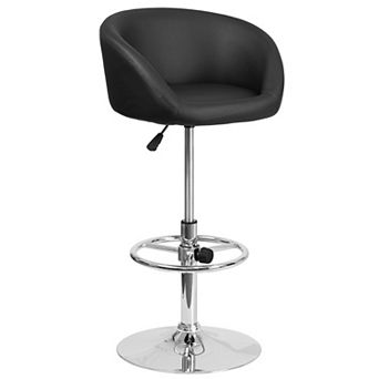 Merrick Lane Valencia Bucket Seat Bar and Dining Stool Modern Stool with 360 Swivel, Adjustable Height and Metal Footrest