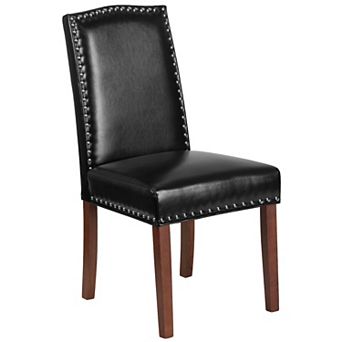 Merrick Lane Hollowell Parsons Chair Plush Dining Chair with Accent Nail Trim and Wooden Legs