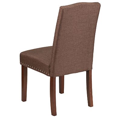 Merrick Lane Hollowell Parsons Chair Plush Dining Chair with Accent Nail Trim and Wooden Legs